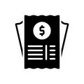 Black solid icon for Bills, receipt and payment