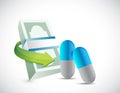 Bills and pills. health prices illustration design
