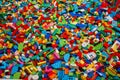 Billund, Denmark - 17 June 2023: Multi-colored plastic Lego Duplo brick background Royalty Free Stock Photo
