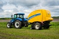 Bilohir`ya, Khmelnytsky region, Ukraine - August 15, 2019: Presentation of agricultural technology - New Holland, new blue tracto