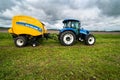 Bilohir`ya, Khmelnytsky region, Ukraine - August 15, 2019: Presentation of agricultural technology - New Holland, new blue tracto