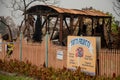 Australian bushfire aftermath: Burnt building of Tutty Frutty Cafe near Bilpin, Blue Mountains,