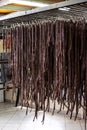 Biltong drying on rack Royalty Free Stock Photo