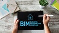 BIM - Building information modeling concept on screen. Royalty Free Stock Photo