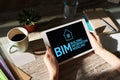 BIM - Building information modeling concept on screen. Royalty Free Stock Photo