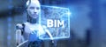 BIM Building Information Modeling 3D Render Illustrated with a Robot Pressing a Button on a Virtual Screen