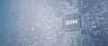 BIM Building Information Modeling Illustrated on a Processor Royalty Free Stock Photo