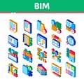 Bim Building Information Modeling Isometric Icons Set Vector Royalty Free Stock Photo