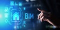 BIM Building Information Modeling Technology concept on virtual screen. Royalty Free Stock Photo