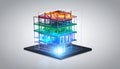 BIM Building Model on a Digital Tablet Royalty Free Stock Photo