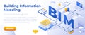 BIM - Isometric Vector Illustration. Website Banner Layout Template. Royalty Free Stock Photo