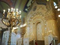 Bima, an elevation usually in the center of the synagogue, where there is a special table for public reading of the Royalty Free Stock Photo