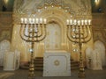 Bima, an elevation usually in the center of the synagogue, where there is a special table for public reading of the Royalty Free Stock Photo