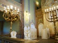 Bima, an elevation usually in the center of the synagogue, where there is a special table for public reading of the Royalty Free Stock Photo