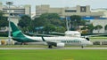 Biman Bangladesh Airlines Boeing 737-800 taxiing at Changi Airport Royalty Free Stock Photo