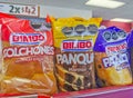 Bimbo different sweet bread packaging in the supermarket in Mexico Royalty Free Stock Photo