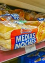 Bimbo Hot dog bread Medias Noches packaging supermarket in Mexico