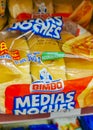 Bimbo Hot dog bread Medias Noches packaging supermarket in Mexico