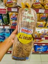 Bimbo toast Linaza bread packaging in the supermarket in Mexico