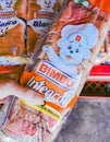 Bimbo toast white bread packaging in the supermarket in Mexico