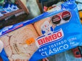 Bimbo toast white bread packaging in the supermarket in Mexico