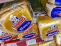 Bimbo toast white bread packaging in the supermarket in Mexico Royalty Free Stock Photo