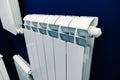 Bimetal heater for home heating system. Sale of radiator batteries in a plumbing store Royalty Free Stock Photo