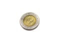 An Egyptian one pound coin isolated on a white background Royalty Free Stock Photo