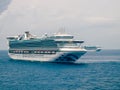 Bimini, Bahamas - 25 April 2020: meeting Princess Cruises cruise ships in open sea to exchange provision and transferring crew