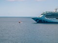 Bimini, Bahamas - 03 April 2020: meeting Regal Princess and Coral Princess cruise ships in open sea to exchange provision