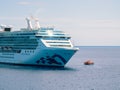 Bimini, Bahamas - 03 April 2020: meeting Regal Princess and Coral Princess cruise ships in open sea to exchange provision