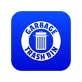 Bin dump icon blue vector