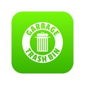 Bin dump icon green vector