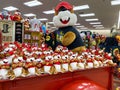 A bin full of stuffed Bucees Beaver mascot at a Buc ees