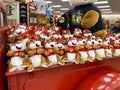 A bin full of stuffed Bucees Beaver mascot at a Buc ees