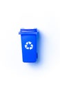 Bin icon. Container for disposal garbage waste and save environment. Blue dustbin for recycle paper trash isolated on white Royalty Free Stock Photo