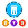 Bin icon flat design round buttons set illustration design Royalty Free Stock Photo