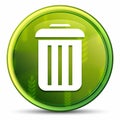 Bin icon spring bright natural green round button illustration