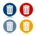 Bin icon trendy flat round buttons set illustration design Royalty Free Stock Photo