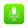 Bin junk icon green vector