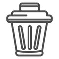 Bin line icon. Trash container, rubbish basket symbol, outline style pictogram on white background. Business or