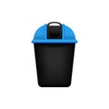 Bin, Recycle blue small bin for waste isolated on white background, Blue bin with recycle waste symbol, Front view of recycle bin Royalty Free Stock Photo