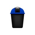 Bin, Recycle plastic blue small bin for waste isolated on white background, Blue bin with recycle waste symbol, Front view of Royalty Free Stock Photo