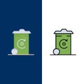 Bin, Recycling, Energy, Recycil bin  Icons. Flat and Line Filled Icon Set Vector Blue Background Royalty Free Stock Photo