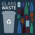 Recycle glass bottles and jars vector