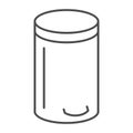 Bin thin line icon, Kitchen appliances concept, Trash can sign on white background, Dustbin icon in outline style for