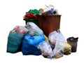 Bin, trash bag plastic, Garbage bag pile, Pollution from waste plastic