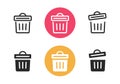 Bin trash can icon simple graphic pictogram image vector, garbage waste glyph symbol set line outline stroke solid art, delete