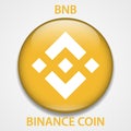 Binance Coin cryptocurrency blockchain icon. Virtual electronic, internet money or cryptocoin symbol, logo