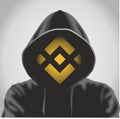 Binance coin hacker, Stealing crypto hacking. Behind the block chain hard fork concept. Cryptocurrency symbol in with person illus Royalty Free Stock Photo